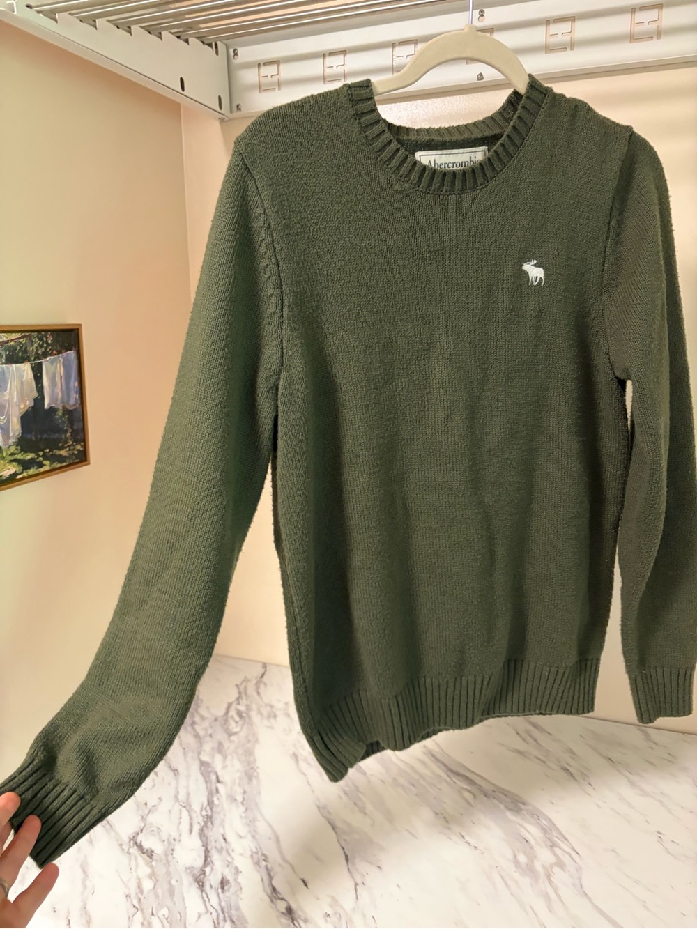 Abercrombie & Fitch Olive Green Crewneck Sweater